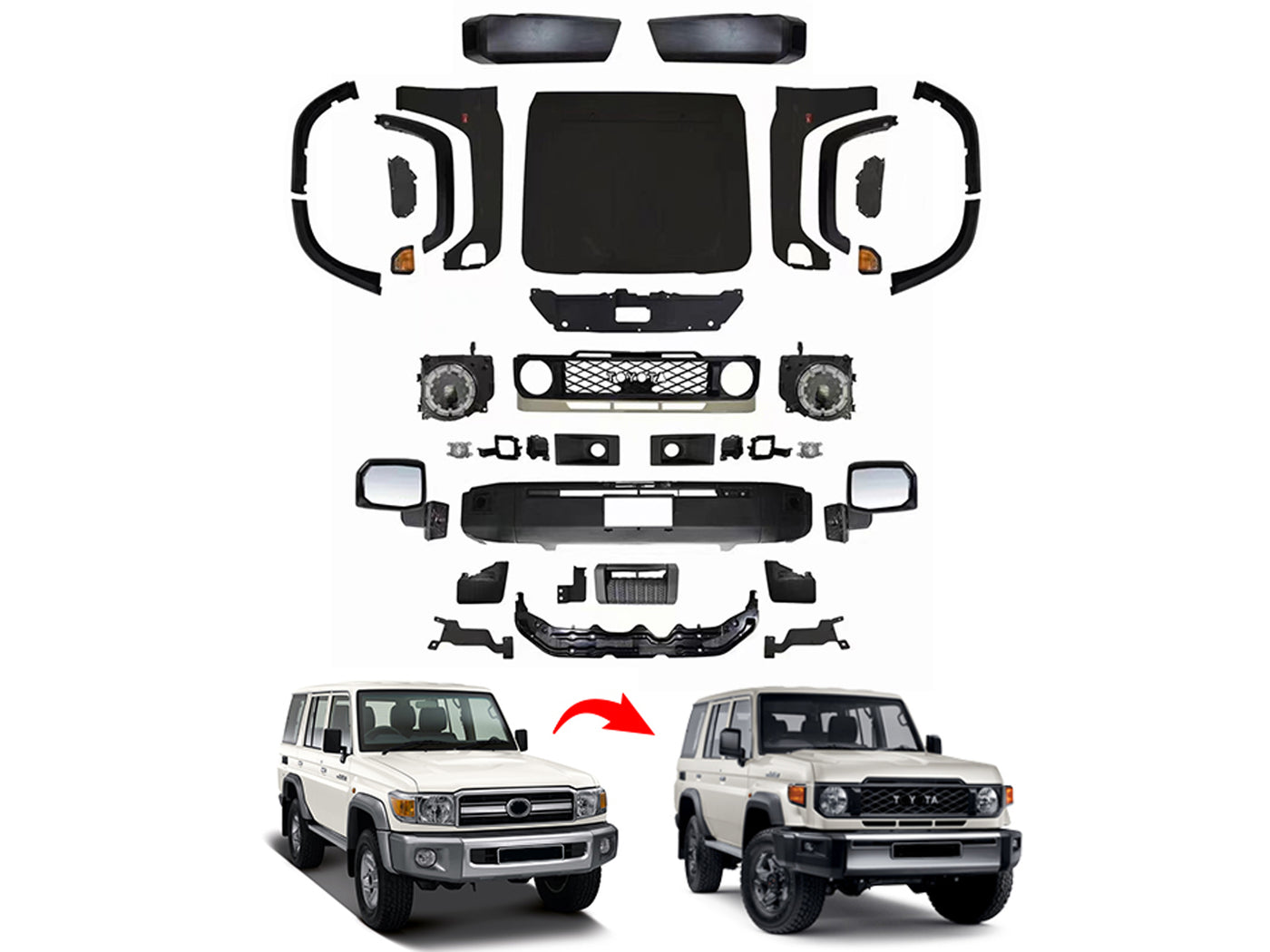 Body Kit de Conversion para Toyota Land Cruiser Series 70-71-76-77-78-79 a 2025